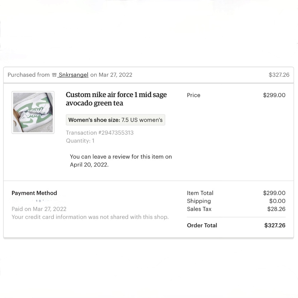 Custom-Made (Etsy) Nike Air Force 1 Sneakers Mid Sage Avocado Green Tea - Picture 2 of 12